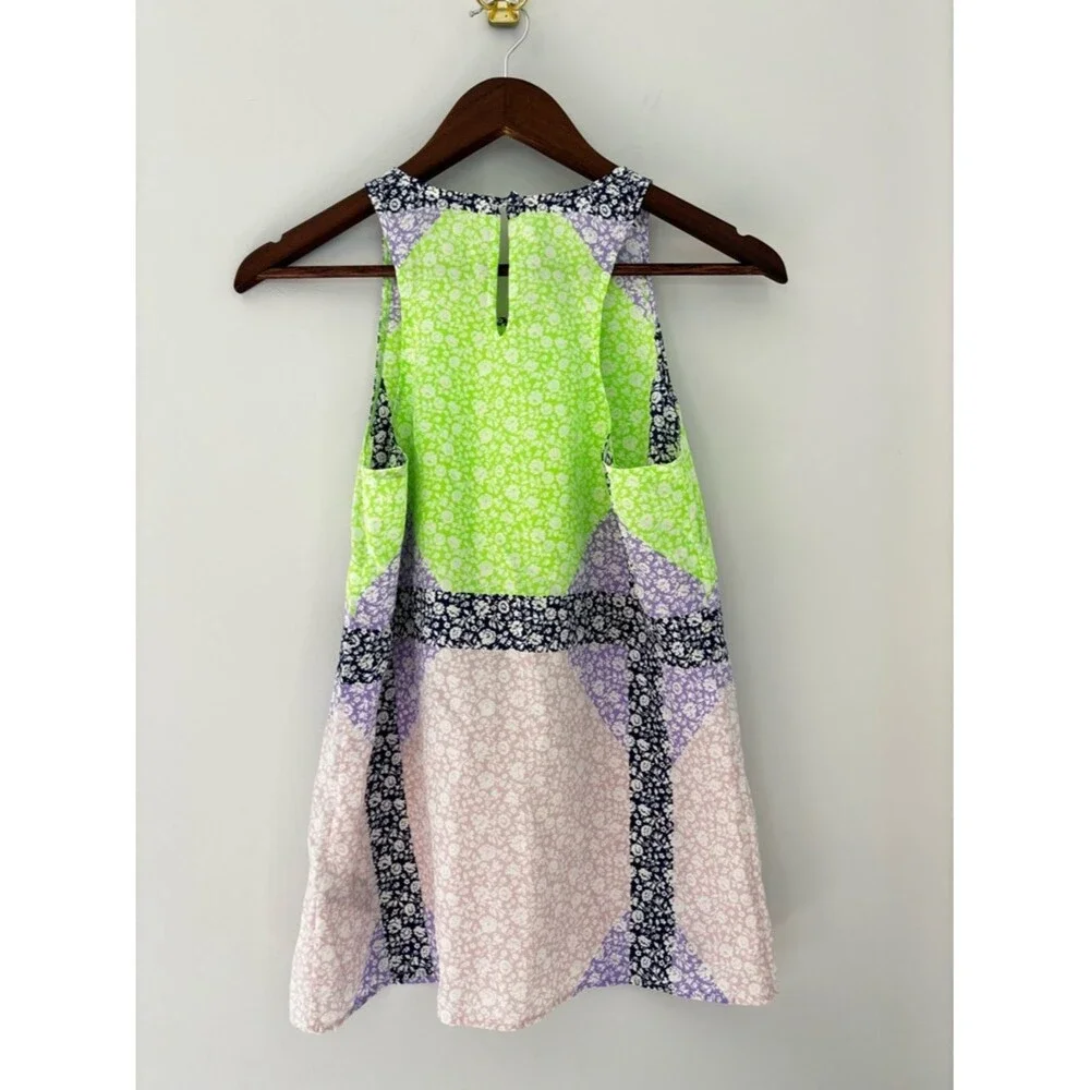 J.Crew Silk Floral Colorblock Tank Top | Bright Preppy Chic
